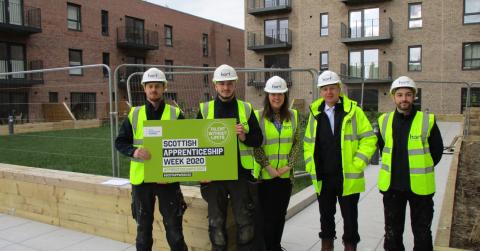 Aileen Campbell MSP to the Ropeworks development to meet apprentices from Hart