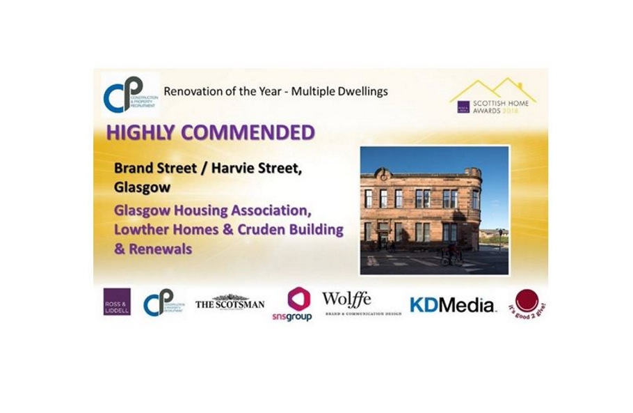 Highly Commended award for Renovation of the Year for Scottish Home Awards 2018.