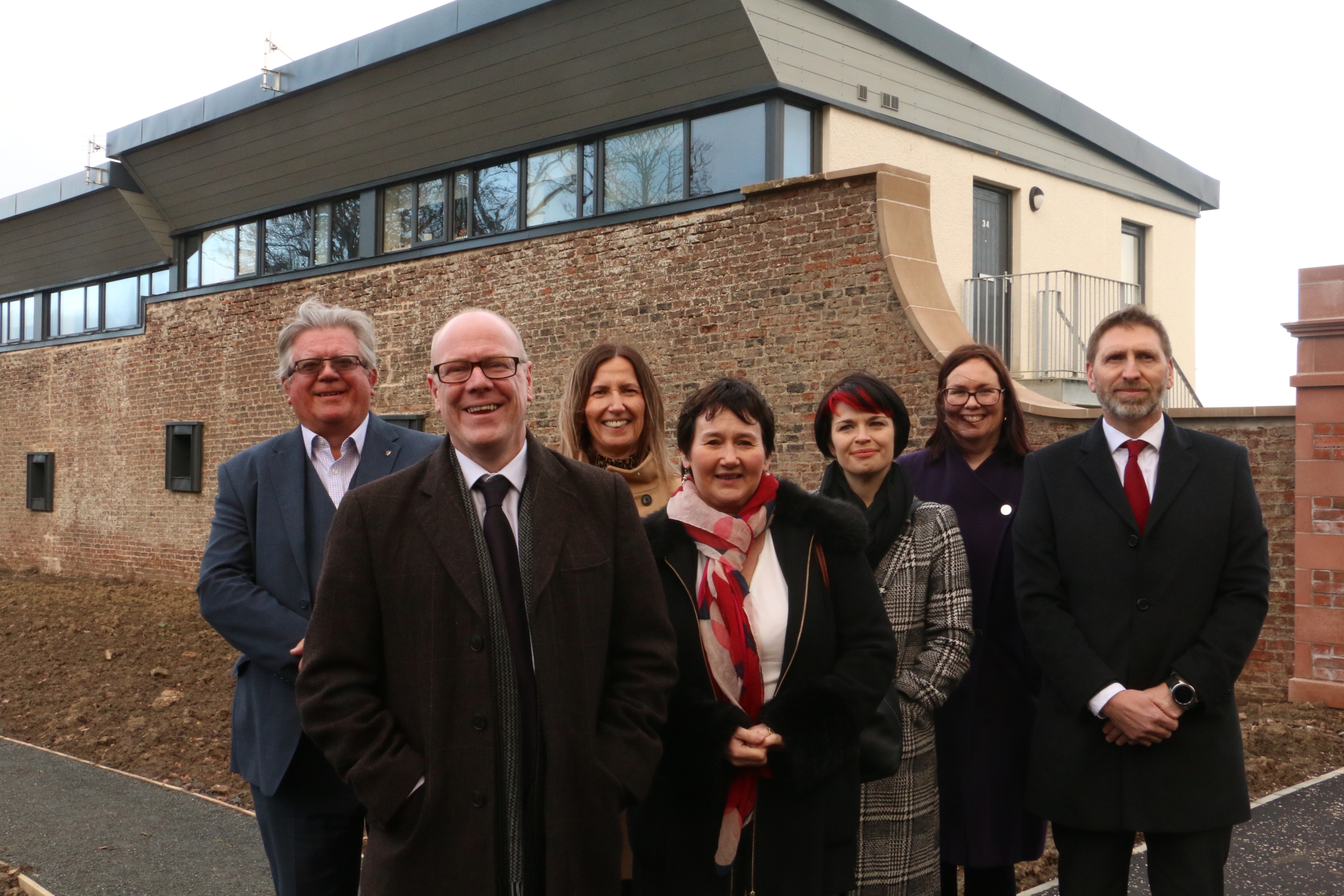 picture from left to right: Hillcrest Chairman Alan Russell, Scottish Housing Minister Kevin Stewart MSP, Hillcrest Deputy Chief Executive Fiona Morrison, Hillcrest Chief Executive Angela Linton, Edinburgh City Council Enabling & Partnerships Operations Manager Lisa Mallon, Hart Builders director of Business Development Gill Henry and Cruden Homes (East) Managing Director Steve Simpson.
